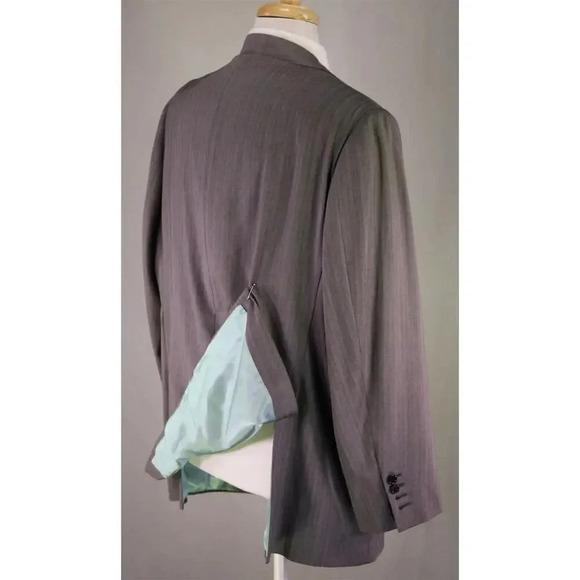 Raffaele Caruso Recent Gray Tonestripe Herringbone Super 180's Wool Suit 52R - Picture 8 of 12